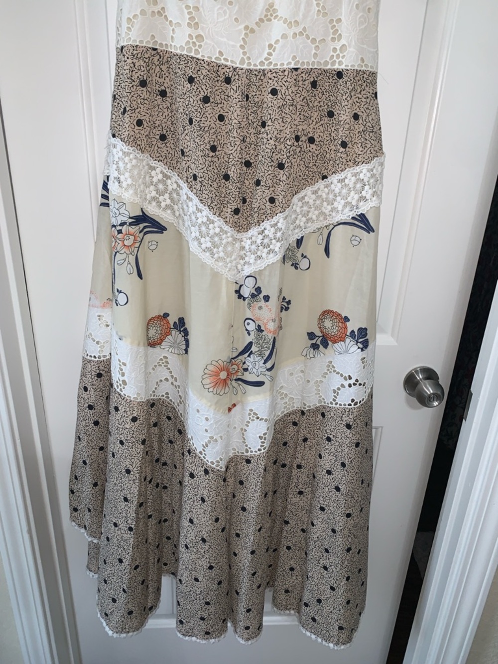 Anthropologie Leifnotes Women’s Boho Field Biology Floral Lace-Trim Maxi Dress - Picture 7 of 11